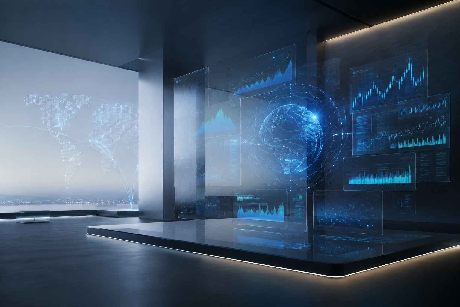 Abstrakte Visualisierung eines Market-Intelligence-Arbeitsbereichs